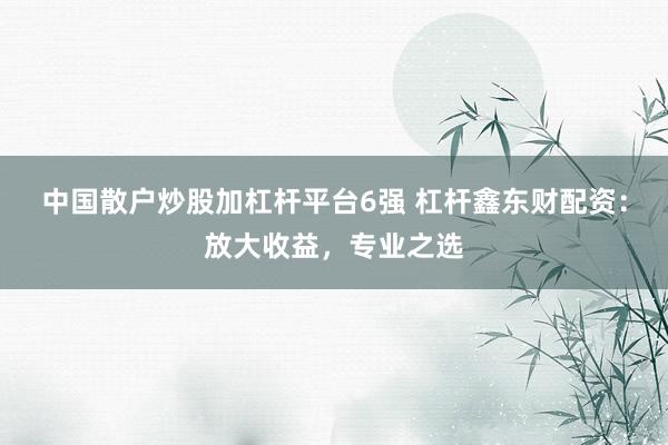 中国散户炒股加杠杆平台6强 杠杆鑫东财配资：放大收益，专业之选